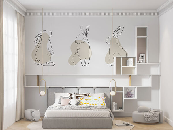 Line drawing of a rabbit Wall murals Line drawing of a rabbit
