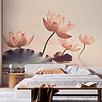 Wall murals Tranquil lotus blooms on water.