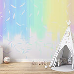 Wall murals White feather on a blue background