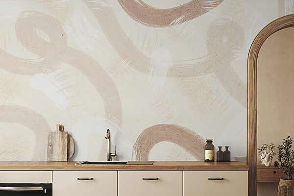 Wall mural Brown brush stroke on a white surface