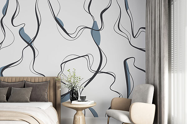 Wall mural Abstract lines with blue accents (SKU: u99659) Wall mural Wall mural Abstract lines with blue accents (SKU: u99659)