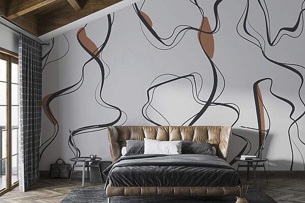 Wall mural Abstract lines and shapes pattern