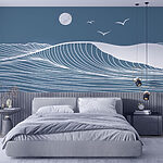 Wall murals White lines on a blue background