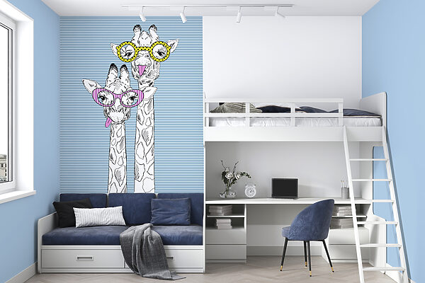 Couple of giraffes wearing glasses Wall murals Couple of giraffes wearing glasses