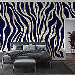 Wall murals Blue and cream zebra pattern design.