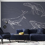 Wall murals Group of whales in different poses