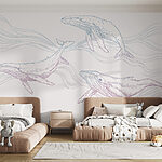 Wall murals Group of whales swimming in the water