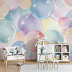 Wall murals Colorful bubbles floating in harmony.