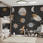 Wall murals Dreamy universe of sheep and stars.