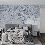 Wall murals Blue floral pattern with swirling leaves.