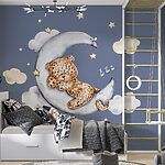 Wall mural Cheetah sleeping on the moon