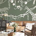 Wall murals Wallpaper with zebras and giraffes