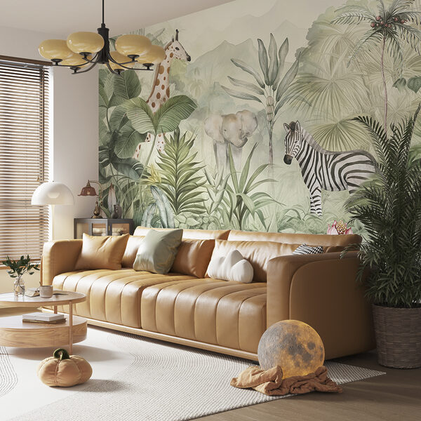 Wall murals Wall murals Animals roam tranquil jungle landscape (SKU: w00089)