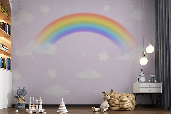 Rainbow and clouds in the sky Wall murals Rainbow and clouds in the sky