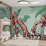 Wall murals Giraffe with a green background