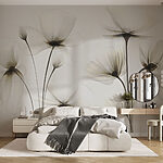 Wall murals Transparent flowers on a white background