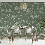 Wall murals Drawing of a greenhouse
