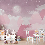 Wall murals Moon and stars in the sky