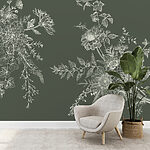 Wall murals Elegant floral sketch on a dark background.