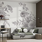 Wall murals Intricate floral pencil sketch design.