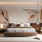 Wall murals Abstract leaves with earthy tones.