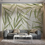 Wall murals Verdant leaves on pale background.