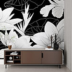 Wall murals Elegant black and white floral design.
