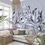 Wall mural Silver leaves and berries illustration