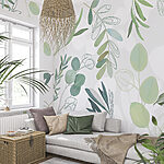 Wall murals Green leaf on a white background