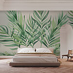 Wall murals Tropical leaves in soft watercolor.