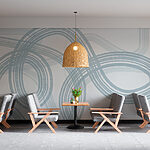 Wall murals Abstract overlapping curved line pattern.