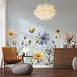 Wall murals Watercolor garden blooms in spring.