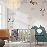 Wall murals Wallpaper with mountains and airplanes