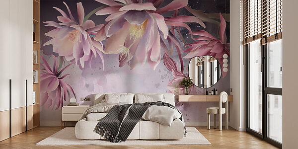 Delicate watercolor floral arrangement blooms Wall murals Delicate watercolor floral arrangement blooms
