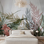 Wall murals Abstract floral design with layered leaves.