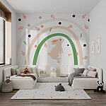Wall murals Purple flower with orange center