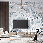 Wall murals Flamingos and foliage in watercolor harmony.
