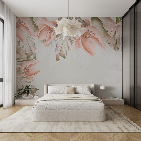 Wall murals Floral border with soft pink petals Wall murals Floral border with soft pink petals