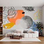 Wall murals Black and white leaf