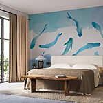 Wall murals Group of blue fish swimming in water