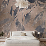 Wall murals Abstract blue foliage on textured backdrop.