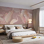 Wall murals Elegant feathers against soft pink background.
