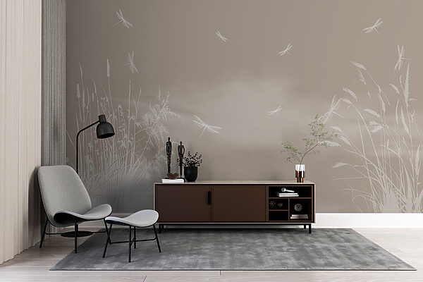 Wall mural White dragonfly with wings (SKU: w00558) Wall mural Wall mural White dragonfly with wings (SKU: w00558)