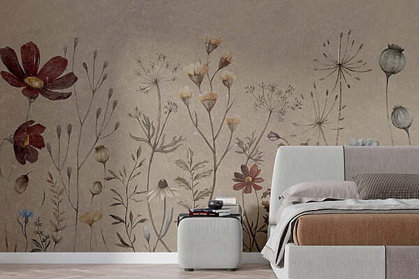 Wall murals Whimsical garden of delicate blooms Wall murals Whimsical garden of delicate blooms