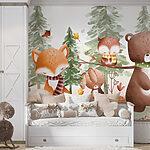 Wall murals Group of animals in a forest