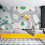 Wall murals Drawing of a yellow car