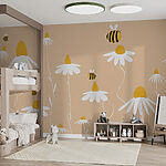 Wall murals White flower with a yellow cap