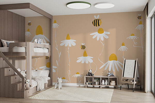 Wall murals White flower with a yellow cap Wall murals White flower with a yellow cap