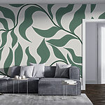 Wall murals Green leaves intertwine in graceful design.