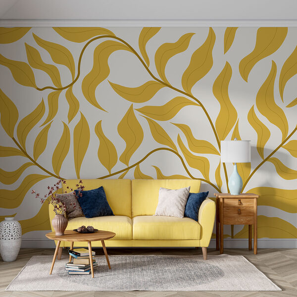 Wall murals Yellow leaves on a white background Wall murals Yellow leaves on a white background